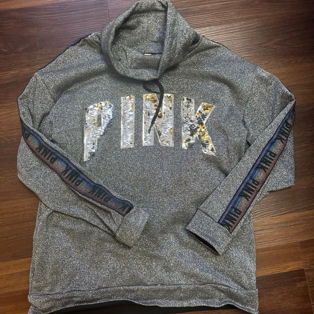 Victoria's Secret PINK Metallic Gray Hoodie